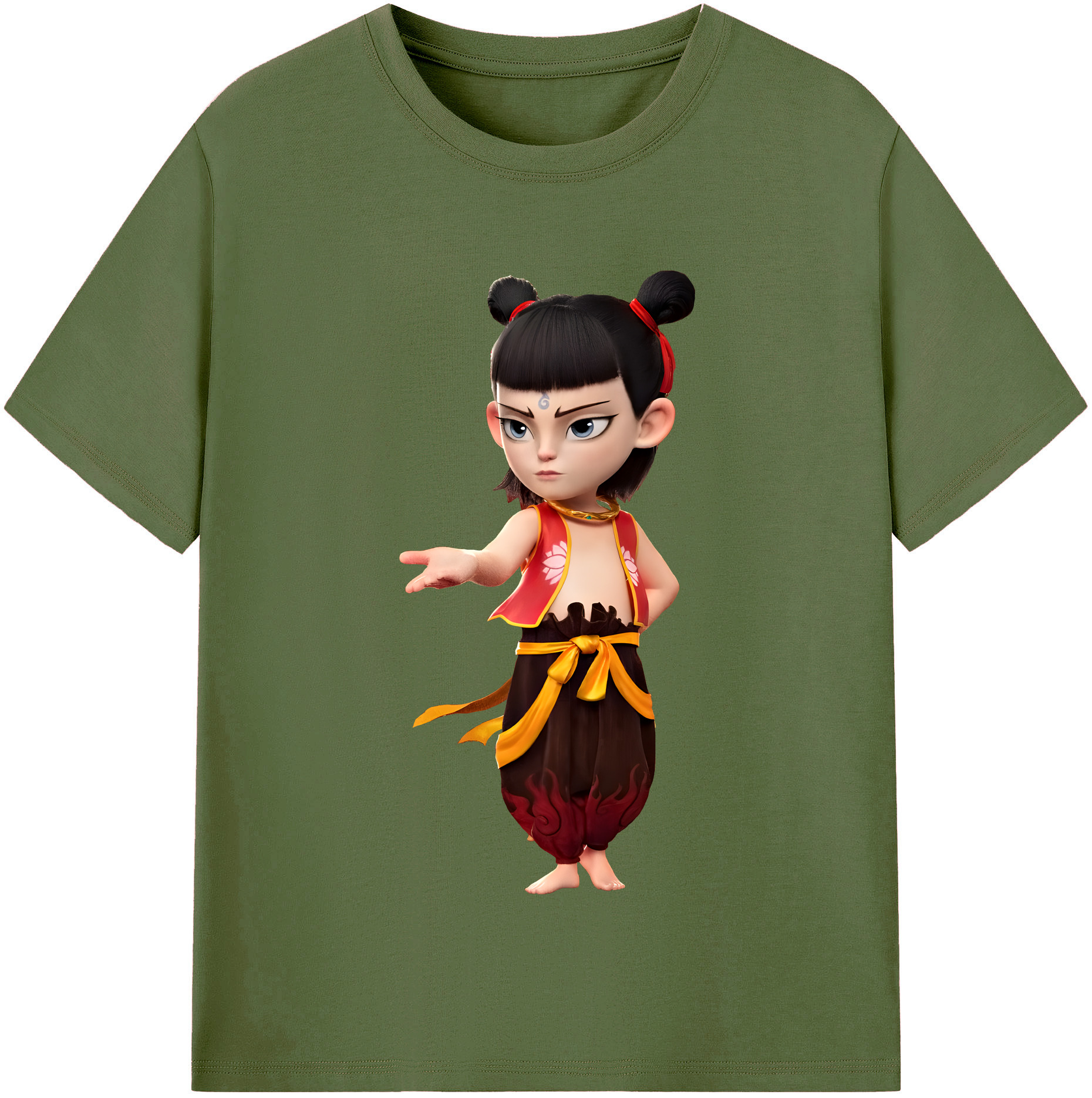 （画像用） Ne Zha 2 ナタ 魔童の大暴れ 綿100％半袖Tシャツ（フロントプリント）